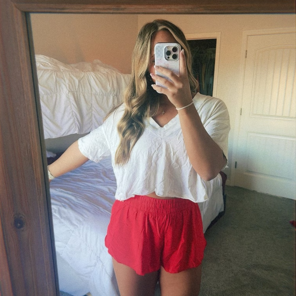 Aerie White V-Neck Crop Top